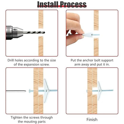 12 Pcs 18 x 2 Inch Spring Toggle Bolt, Heavy Duty Drywall Anchors, Butterfly Anchors, Stainless Steel Hanging Nuts for Hanging Heavy Items on Drywall Wood