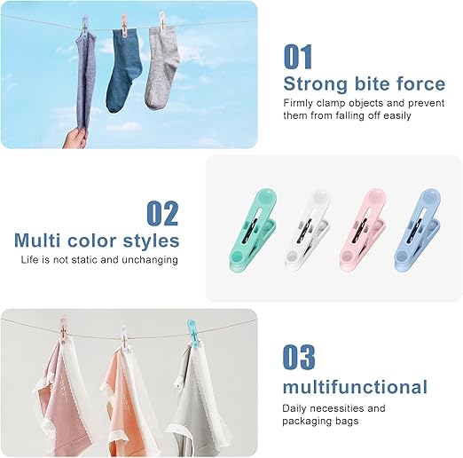 32Pcs Colored Clothes Pins Plastic Clothes Pins Laundry Clips,Package Clips