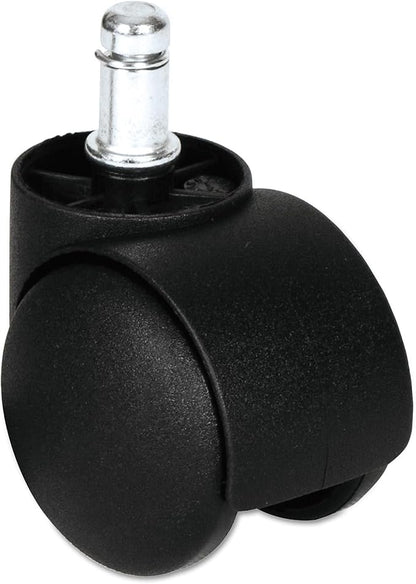 Alera Dual Wheel Hooded Casters, Grip Ring Type B Stem, 1.5" Hard Nylon Wheel, Matte Black, 5/Set