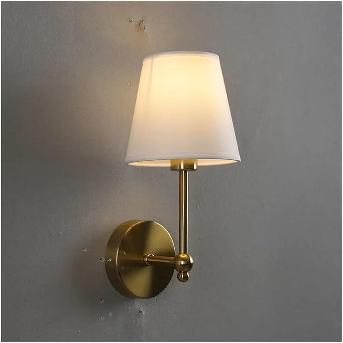 American Retro Wall Lamps LED Black and Gold Linen Covered Lamp Bedroom Bedside Lights Luxury Lighting Fixtures