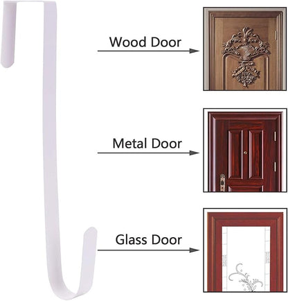 Sattiyrch 12" Wreath Hanger for Front Door,Steel Over The Door Hanger Hook,Wreath Door Hanger (White,1)