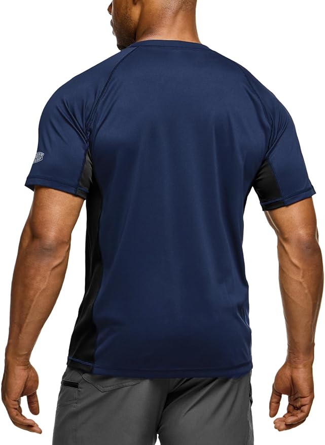 TSLA Men's Rashguard Swim Shirts, UPF 50+ Protection Quick Dry, Stretch Comfort Fit, Flatlock Seams, Outdoor & Water Sports