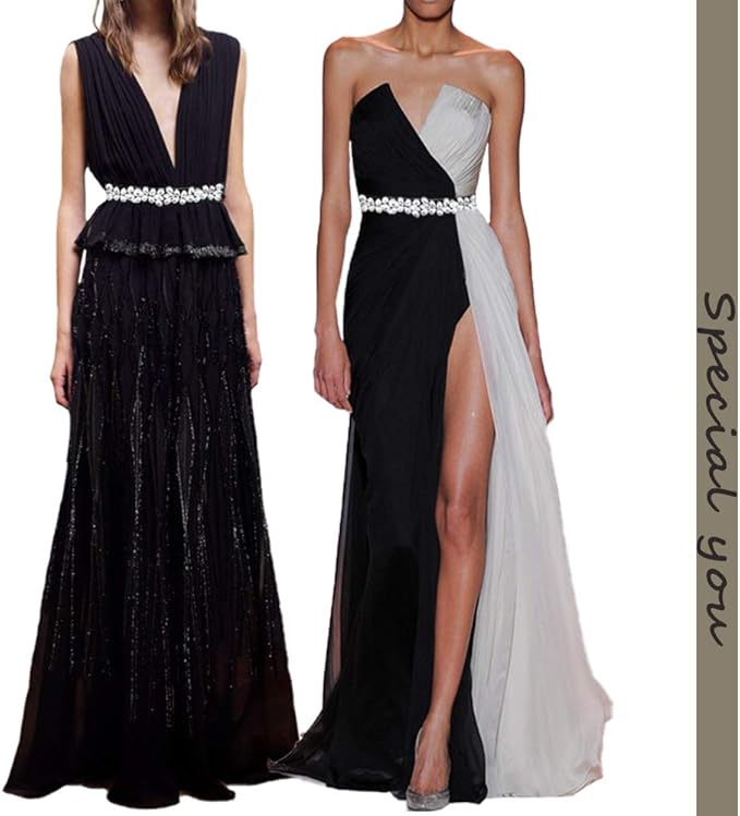 Women Rhinestone Belt Crystal Sparkly Elastic Thin Belts for dressy Lady