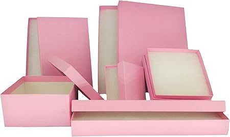 888 Display - Pack of 12 Boxes of 2" x 8" x 78" H Light Pink Kraft Cotton Filled Jewelry Boxes