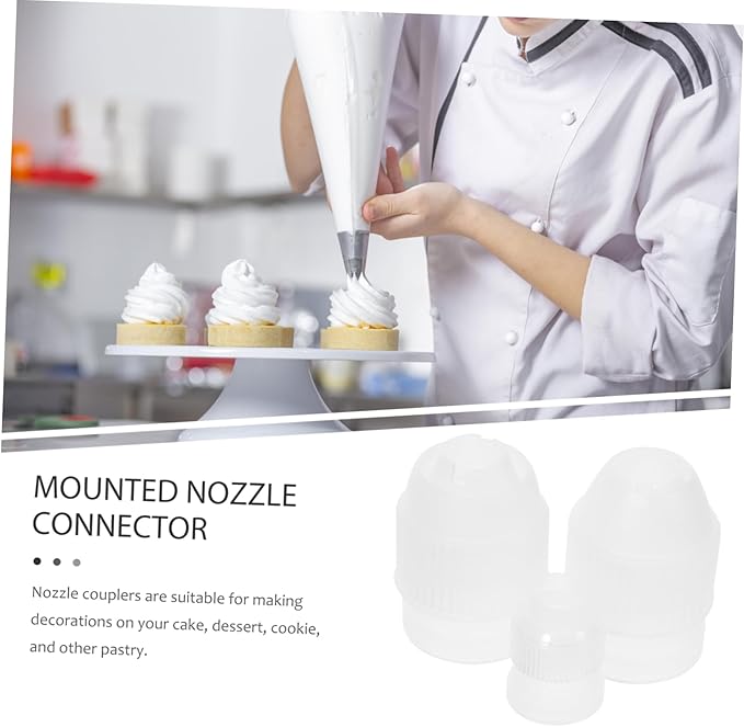 Cake Piping Coupler Set 3 Sizes Nozzle Converter for Baking Supplies and Kitchen Tools