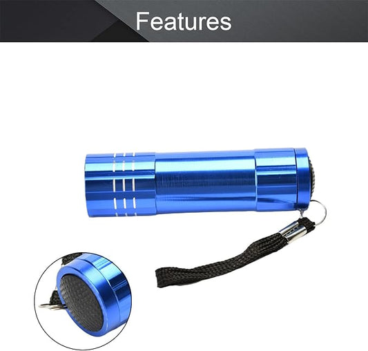Othmro 1Pcs 9 LED Glow in Dark Flashlight Light, Blue Shell Purple Light, High Lumen Portable Outdoor Lamplight Torch Light Bright Portable Handy Lights for Camping Hiking Fishing Indoor