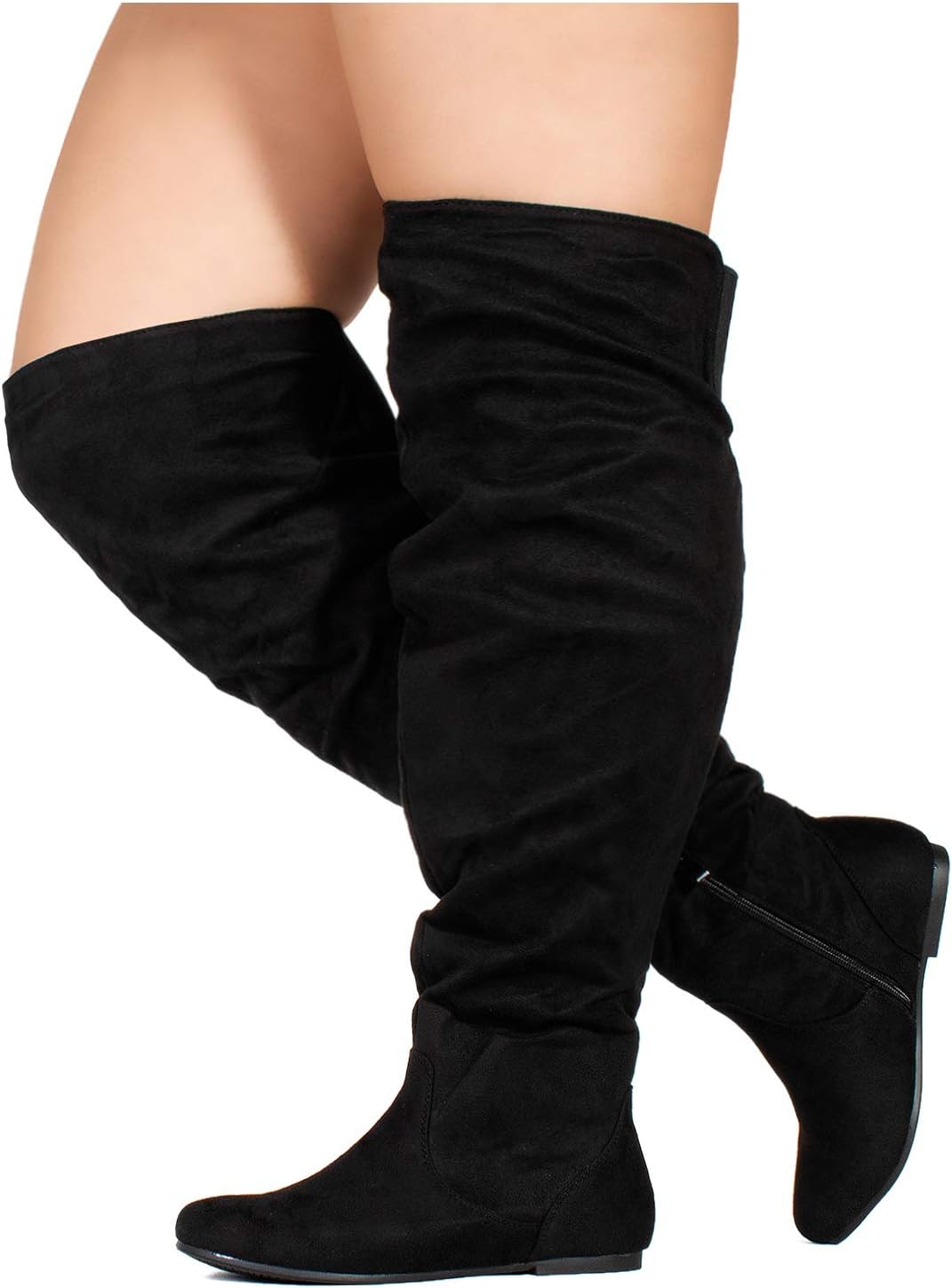 Size 9 Wide Calf RF ROOM OF FASHION Women's Over The Knee Flat Heel Slouchy Boots (Available in Regular and Wide Calf)