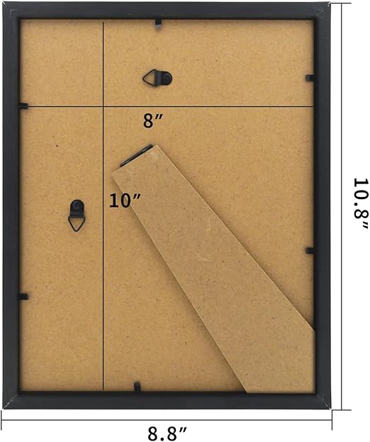 8x10 Picture Frame, Natural Wood Photo Frames for Wall Mounting or Table Top Display (Black)