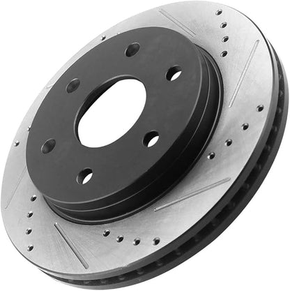 Drilled  Slotted Front Brake Rotors fits for 1999-2006 Chevy Silverado 1500, GMC Sierra 1500, 2000-2006 Chevy Tahoe, Chevy Suburban, GMC Yukon, 2002-2006 Chevy Avalanche, Cadillac Escalade