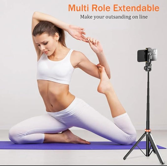 62" Phone Tripod  Selfie Stick, Tripod for Phone with Remote, All-in-1 Cell Phone Stand, Portable, Lightweight Extendable for Selfies Video Recording Vlog, Compatible with iPhone Android