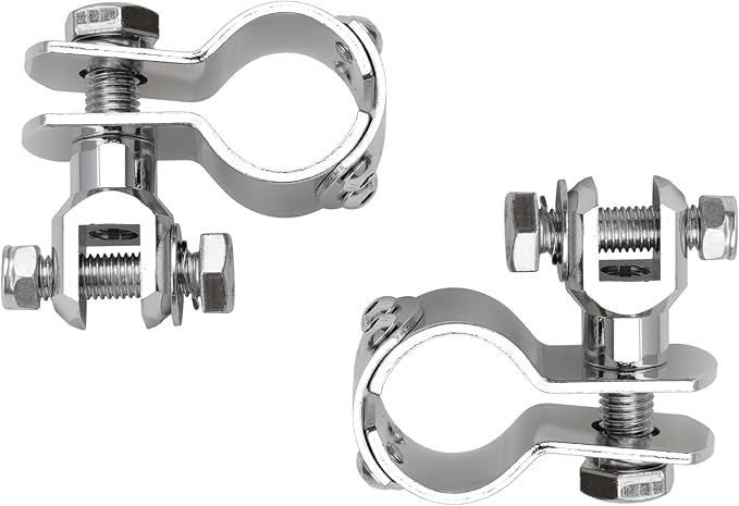 Motorcycle 1.25" Highway Footpegs Crash Bar Adjustable Clamps Mounts kit Chrome Compatible with Harley Touring Sportster Softail Road Glide Electra Glide Road King with 1 14 inch Engine Guard
