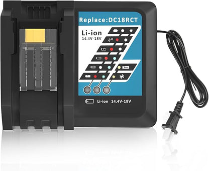 Rapid Charger Compatible with 14.4V 18V Lithium-Ion Battery BL1815 BL1830 BL1840 BL1845 BL1850 BL1860 Replacement for DC18RC Battery Charger