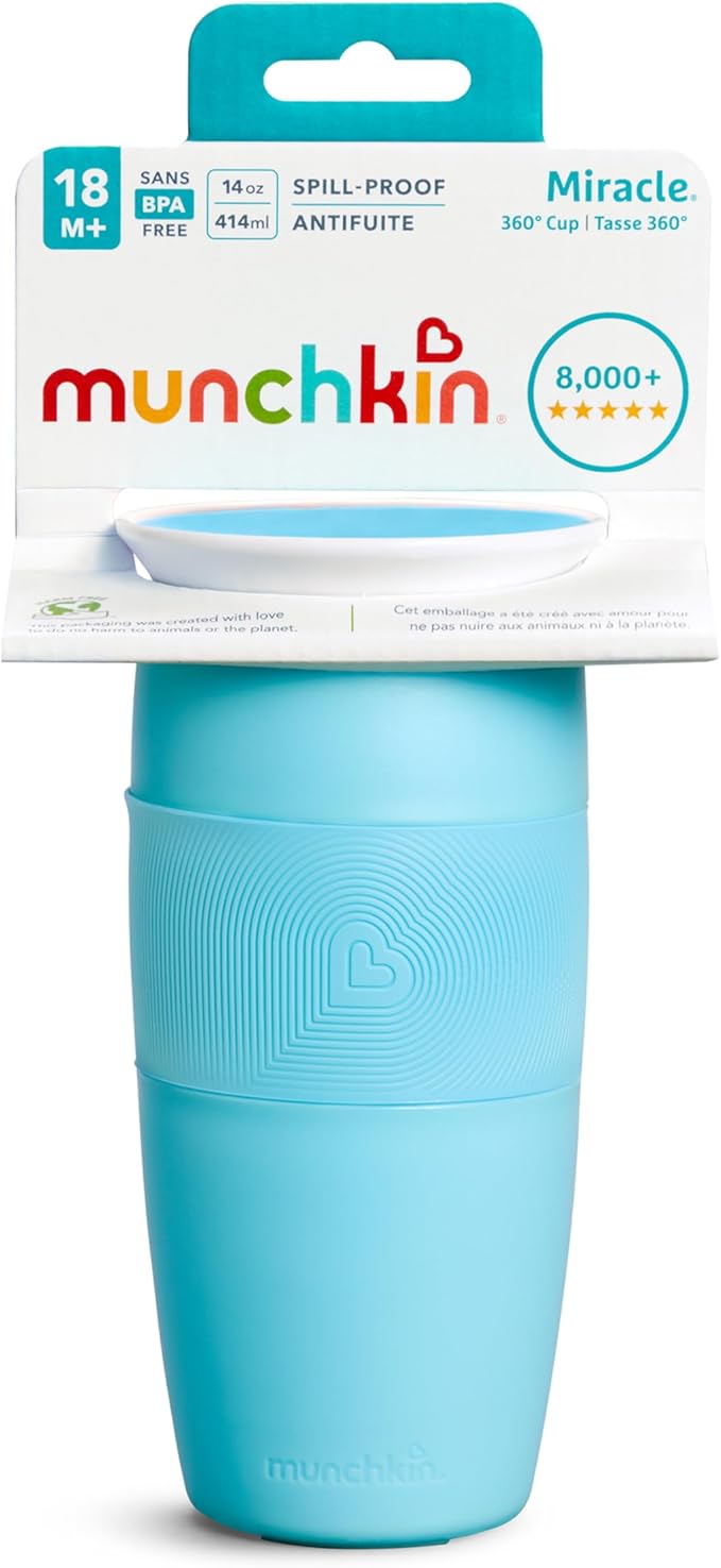 Munchkin Sippy Cup for Toddlers, Miracle 360 Cup, 14 Ounce, Blue