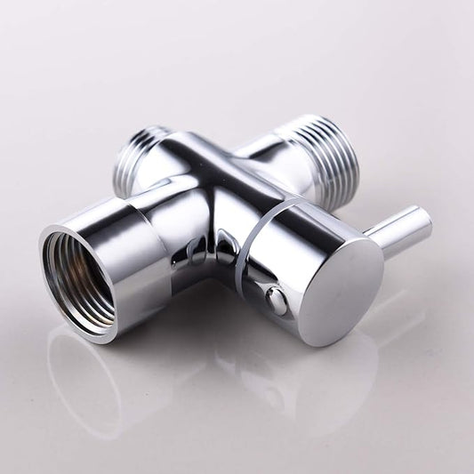Metal T-adapter with Shut-off T Valve, 78 or 1516 and G12 3-way Water Tee Connector,for Handheld Toilet Bidet Spray Bathroom,Chrome, DSF006