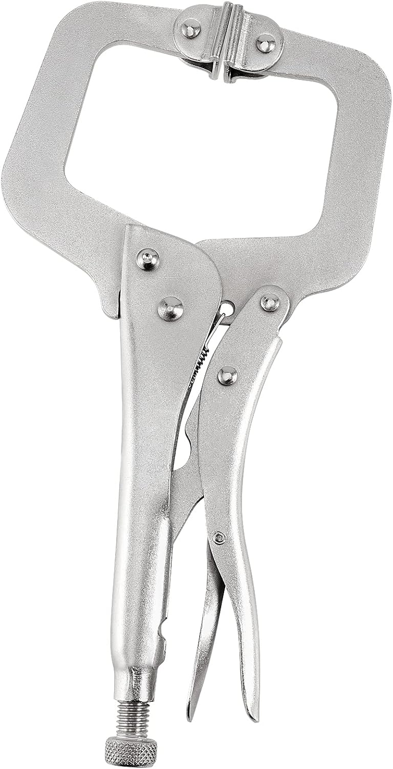 SINJEUN 4 PCS 11 Inch C Camp Locking Plier, Heavy Duty Locking Pliers With Swivel Pads, Welding Vise Grip Pliers for Woodworking, 3.15 Inch Wide Opening Jaw (Has Slight Scratches)