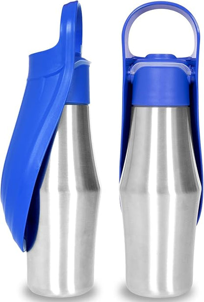 27 OZ Dog Water Bottle Portable Stainless Steel Convenient Pet Water Dispenser, Leak Proof Puppy Travel Water Bowl for Dog Outdoor Walking, Hiking, Perfect Size for All Dog Breeds, Blue