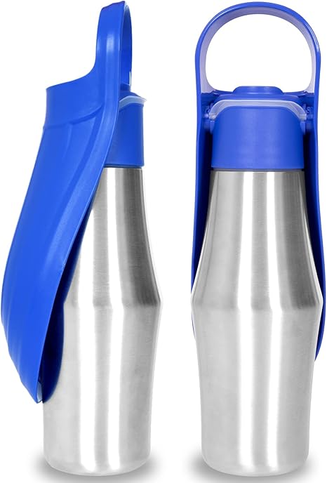 27 OZ Dog Water Bottle Portable Stainless Steel Convenient Pet Water Dispenser, Leak Proof Puppy Travel Water Bowl for Dog Outdoor Walking, Hiking, Perfect Size for All Dog Breeds, Blue