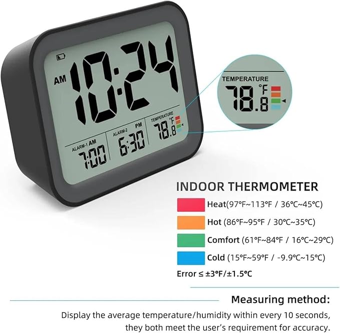 3.86  3inch Snooze Mute Electronic Clock, Black Two-Group Alarm LCD Digital Clock, Home Decoration and Bedroom Alarm Clock