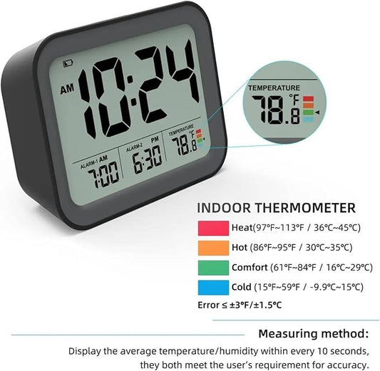 3.86  3inch Snooze Mute Electronic Clock, Black Two-Group Alarm LCD Digital Clock, Home Decoration and Bedroom Alarm Clock
