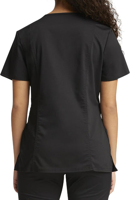 Cherokee Scrubs Top for Women Mock Wrap with 3 Pockets, Soft, 2-Way Stretch & Durable Fabric - WW610