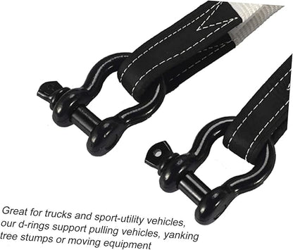 58-inch heavy duty stainless steel D-ring shackles, D-ring shackles, black vehicle hitch recovery shackle