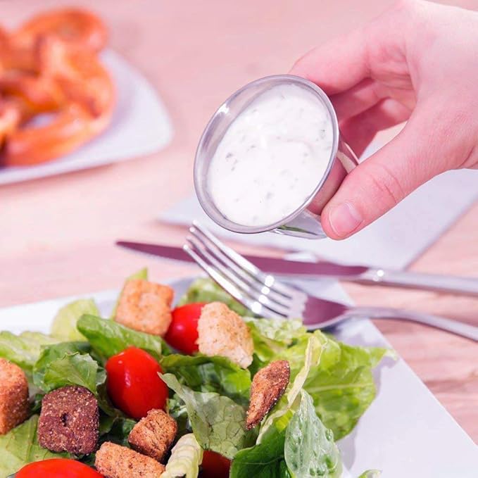 (Pack of 12) 2.5 oz Stainless Steel Sauce Cups – Commercial-Grade Dipping Cups for Condiments, Portion Control & Ramekins