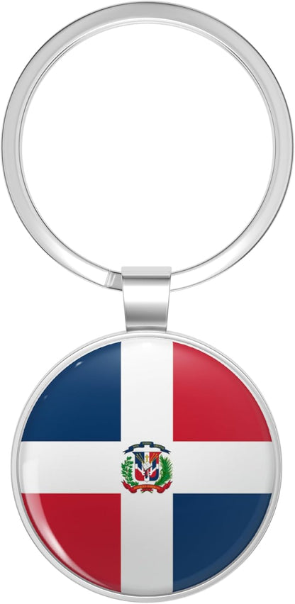 Dominican Republic Flag Metal Double Sided Key Chain Keychain