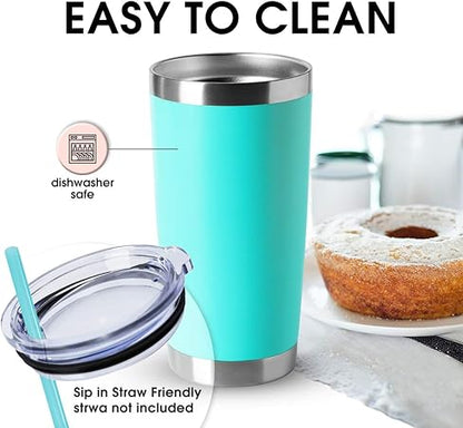 HASLE OUTFITTERS 20oz Tumblers Bulk Stainless Steel Cup with Lid Double Wall Vacuum Insulated Coffee Mug for Cold  Hot Drinks 1 Pack, Light Blue