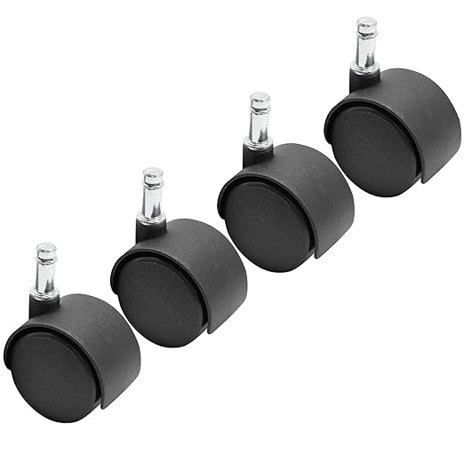 4pcs 2 Inch Swivel Caster Wheels, M8 Circlip Stem Caster Wheels, Heavy Duty Casters, Black Nylon Wheel Replacement for Furniture, Table, Cabinet, Shelf
