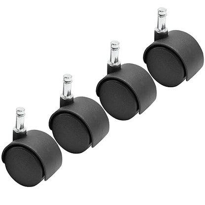 4pcs 2 Inch Swivel Caster Wheels, M8 Circlip Stem Caster Wheels, Heavy Duty Casters, Black Nylon Wheel Replacement for Furniture, Table, Cabinet, Shelf