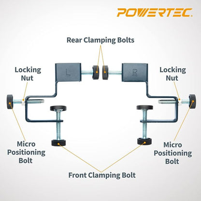 POWERTEC Drawer Front Installation Clamps, Cabinet Installation Clamps, Adjustable Drawer Fixing Clamp, Drawer Face Mounting Clamps, Easy and Fast Cabinet Assembly Clamps for Woodworking 2PC - 71181