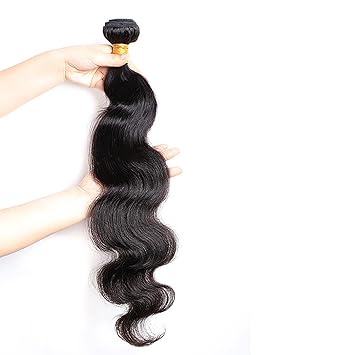 huarisi 20 Inch Body Wave Bundles Human Hair 1 Bundle 100 Unprocessed Brazilian Virgin Hair Bundles Double Weft Wavy Hair Weave Single Bundles Human Hair Natural Color