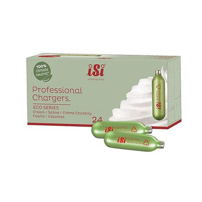 iSi Eco Nitrous Oxide Cream Charger Capsules (24-Pack - Box of 4) - Recyclable Steel Whipping Gas Cartridges, Vegan-Friendly Culinary Solution - Austrian-Made for Cream Dispenser Systems (96-Pieces)