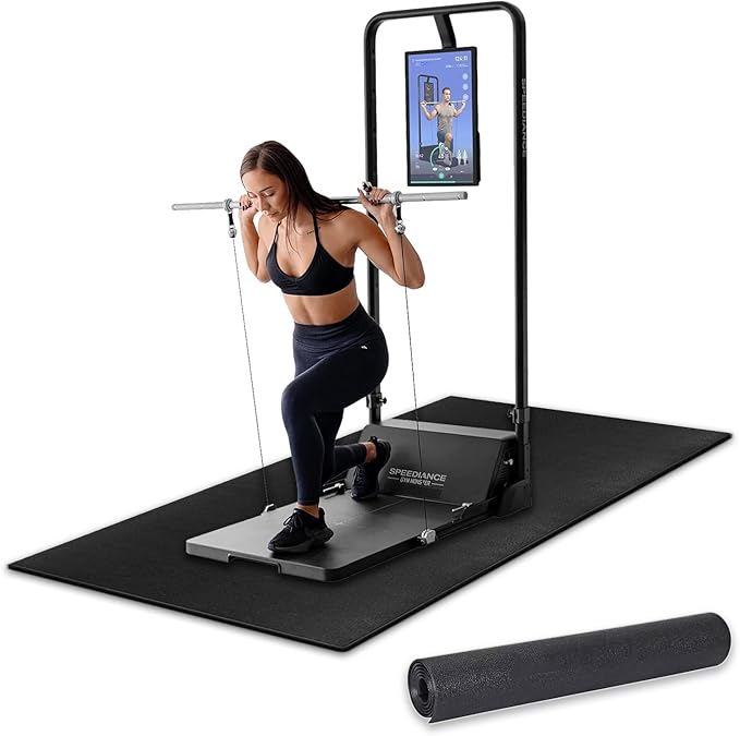 Jakarl Bike Mat Compatible with Treadmill  Elliptical Machine, 6mm Thick, Protects Hardwood Floor  Carpet, Black Trainer Mat for Exercise Equipment (30" x 60")