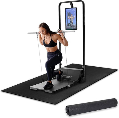 Jakarl Bike Mat Compatible with Treadmill  Elliptical Machine, 6mm Thick, Protects Hardwood Floor  Carpet, Black Trainer Mat for Exercise Equipment (30" x 60")