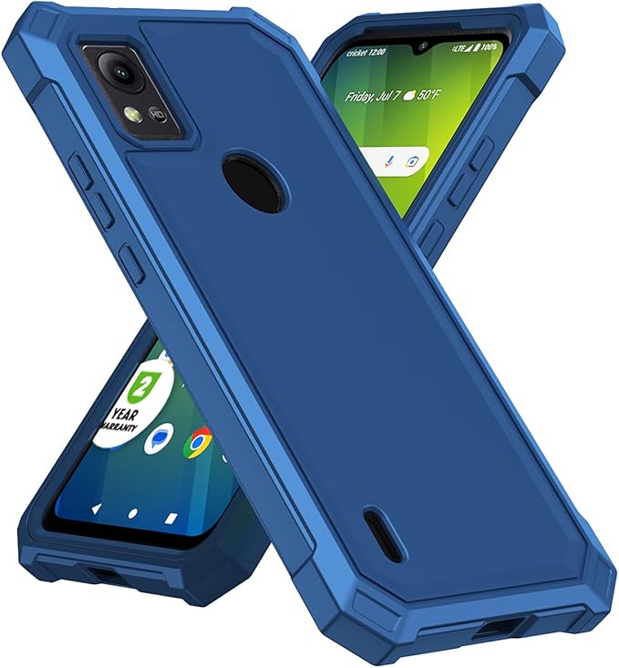 Ailiber Case for ATT Motivate 4, Cricket Icon 5 Phone Case with Screen Protector, Dual Layer Structure Protection, Shockproof Corners TPU Bumper, Military Grade Protective Cover for Motivate 4-Blue