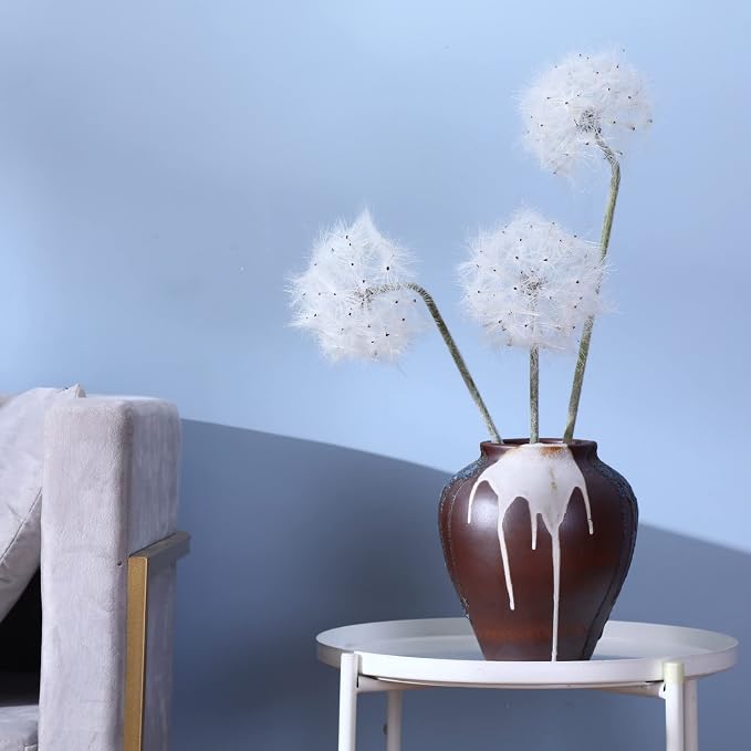 TOPIA Artificial Dandelion Flowers Lovely Faux Dandelion Flowers for Home Decoration (4 Pcs) (White) (22" long)