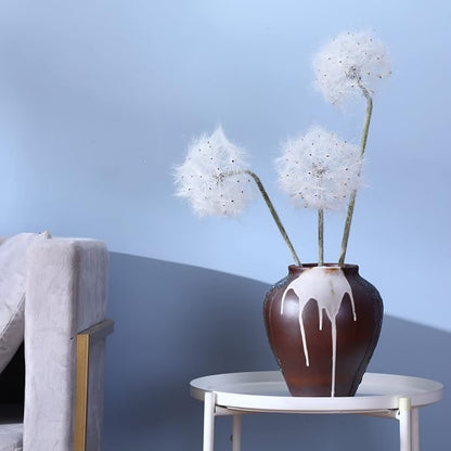 TOPIA Artificial Dandelion Flowers Lovely Faux Dandelion Flowers for Home Decoration (4 Pcs) (White) (22" long)