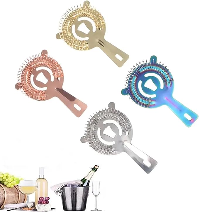 Bar Strainer 10pcs Stainless Steel Cocktail Shaker Bar Ice Strainer Wire Mixed Drink Bartender Professional Tool Bar Accessories for Home Bar  Professional Bar(Rose Gold A)