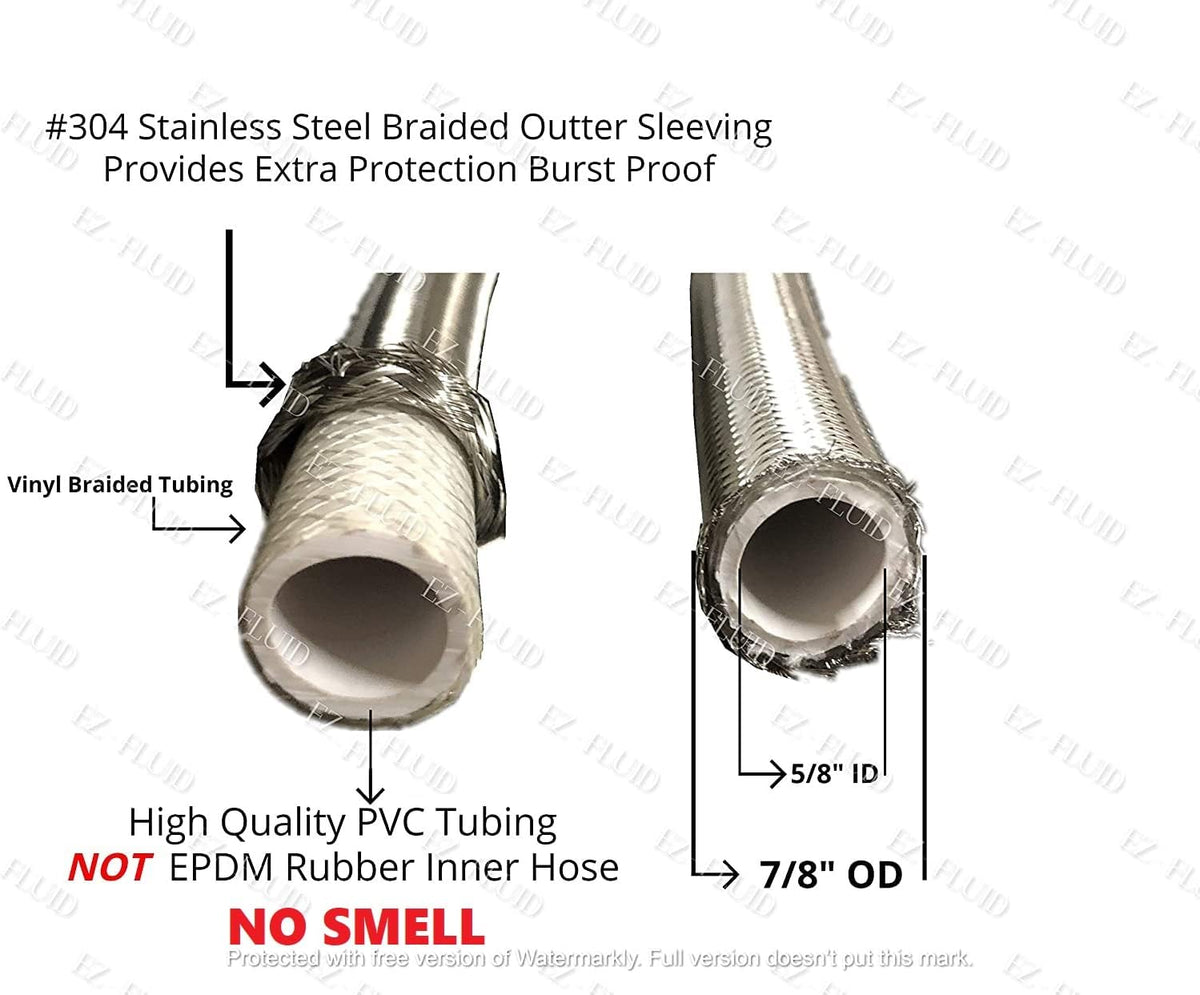 EZ-Fluid 24-Inch Braided Flexible Stainless Steel Water Heater Connector For Female Iron Water Pipes Fitting, 3/4-Inch FIP x 3/4-Inch FIP (1, 24-Inch)