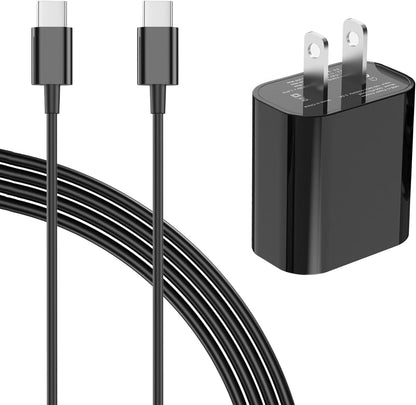 6.6 Ft USB C Fast Charger Cable Fit for Samsung Galaxy Tab A9+ Plus SM-X210, SM-X215, SM-X216 5G Tablet 20W Type C Charging Block Adapter with C to C Power Cord (Black)