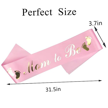 Baby Shower Decoration Adjustable Flower Crown Tiara Mom to Be Sash and Pin Dad to Be Corsage Pin Badge Kit Party Favors for Pregnancy Parents Maternity Girl Boy Gender Reveal Pink