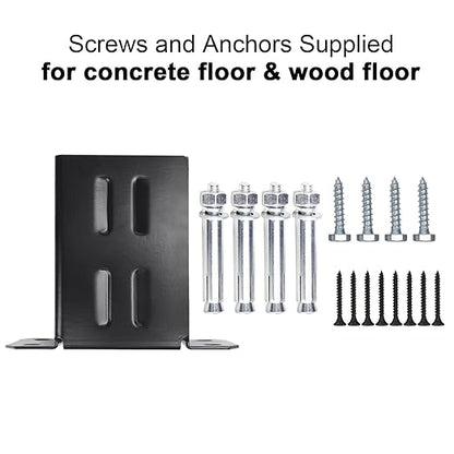 Eapele 4x4 Wood Fence Post Anchor Base, Thick Steel and Black Powder Coated, Come with Wood Screws and Concrete Anchors