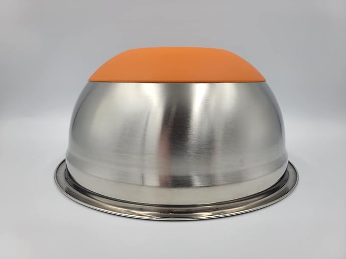 Professional Grade 2.7 Quart Stainless Steel Mixing Bowl With Grip Bottom  Orange