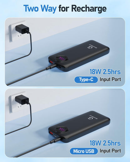 Power Bank,10000mAh 22.5W Max Portable Charger Built in Cables?4 Outputs 2 Inputs External Phone Powerbank,5V/3A Fast Charging Travel Charger for iPhone Android iPad,(Pearl Black)