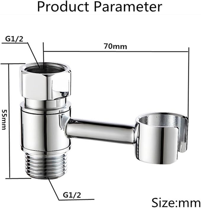 Shower Bathroom valve attachment Black/chrome brass with shower hose connector Mounting 360° swivelling 1pcs(Gun Grey)