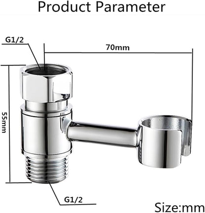 Shower Bathroom valve attachment Black/chrome brass with shower hose connector Mounting 360° swivelling 1pcs(Gun Grey)