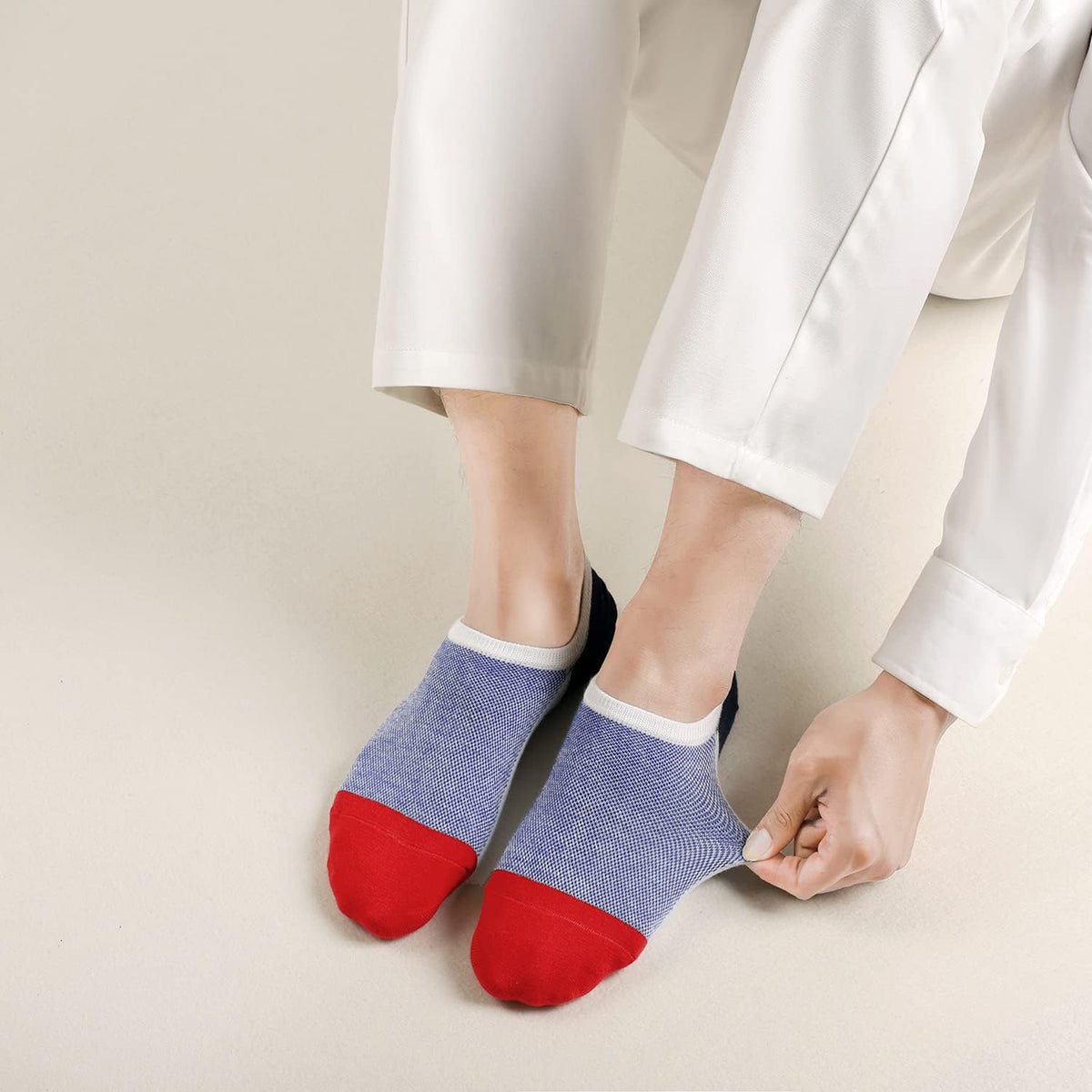 Mottee&Zconia No Show Sock Low Cut Ankle Short Socks for Men Basic Casual Anti-skid Cotton Socks with Non Slip Grips