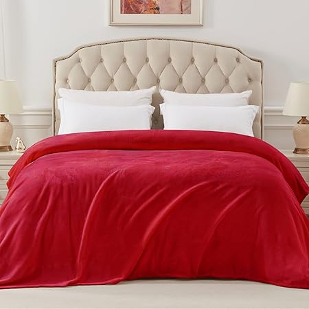 Exclusivo Mezcla Fleece Blanket Twin Size for Bed, Super Soft and Warm, All Season Use, Cozy, Plush, Lightweight, 60x80 Inches Red