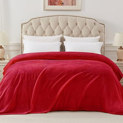 Exclusivo Mezcla Fleece Blanket Twin Size for Bed, Super Soft and Warm, All Season Use, Cozy, Plush, Lightweight, 60x80 Inches Red